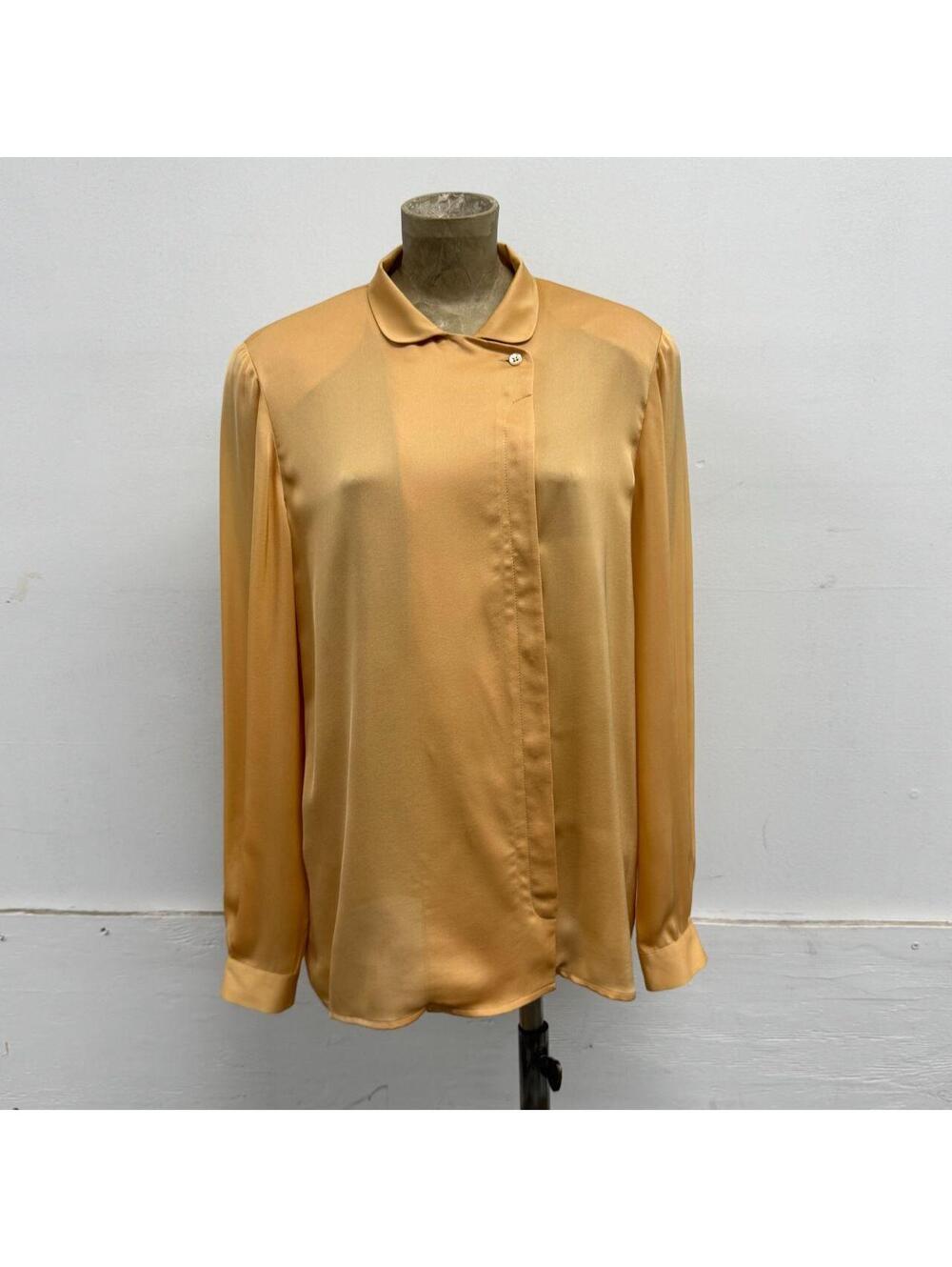 Vintage 1990s Giorgio Armani Golden 100% Silk Asymmetric Shirt